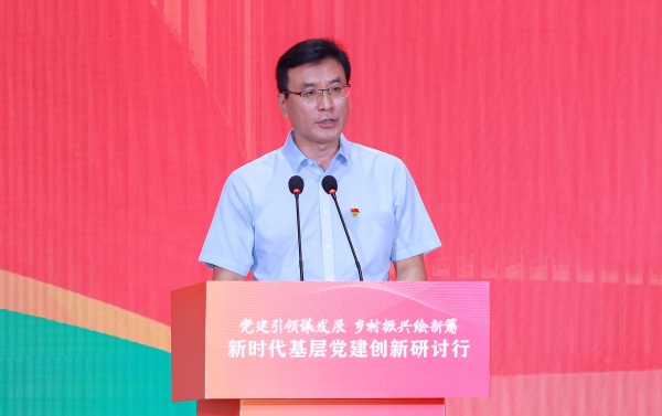7月6日,张峰在新时代基层党建创新研讨行主论坛上致辞。人民网 唐宋摄