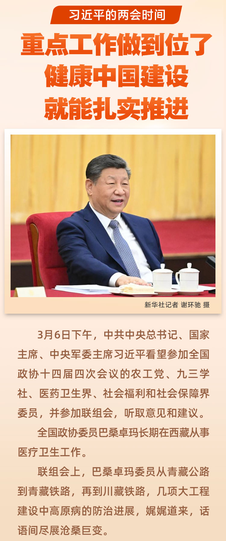 習近平的兩會時間丨“重點工作做到位了，健康中國建設就能扎實推進”